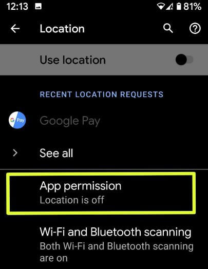 Manage app permission android 10