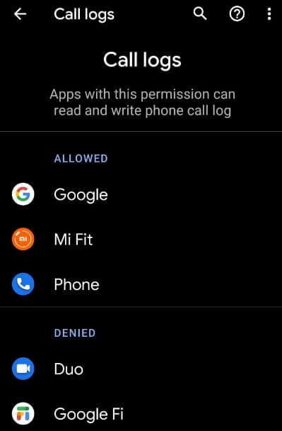 Mange app permission android 10