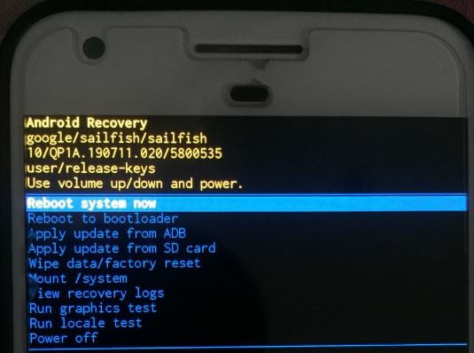Master reset Android 10 using recovery mode