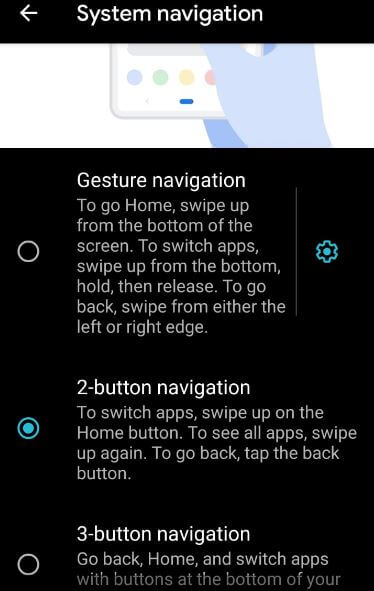 New gesture system Android 10
