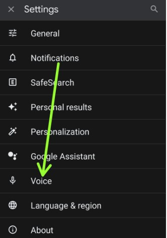 Open Google Assistant voice Settings on your Android phones