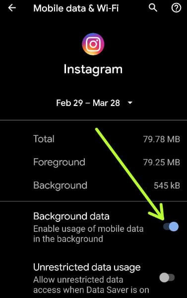 Restrict background data for individual apps on Android 10