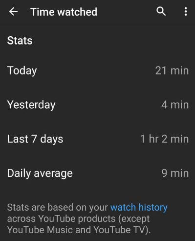 See how long I watched on YouTube app Android