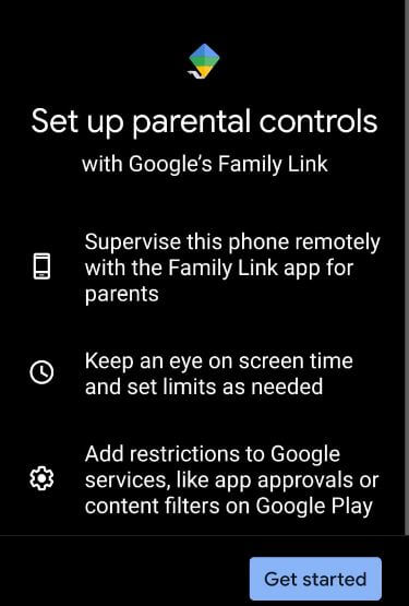 Set up parental controls with Google family link android 10