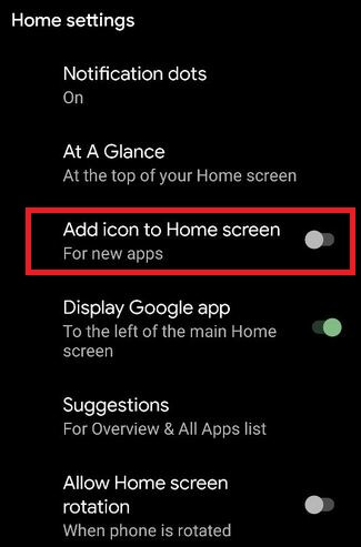 Stop New apps from adding to the home screen in Android
