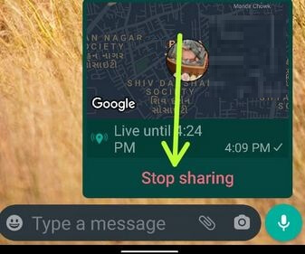 Stop Sharing Live Location on WhatsApp Android