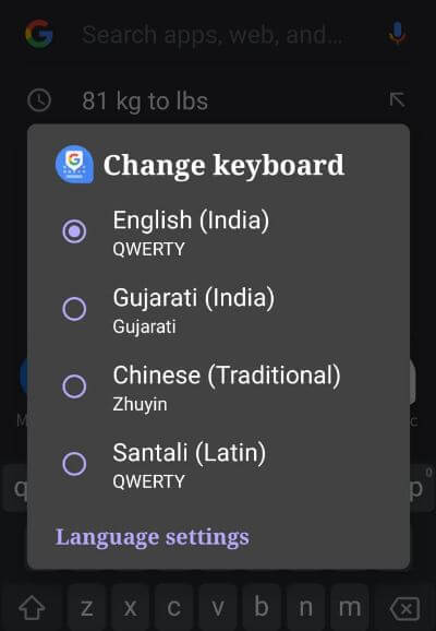 Switch language on my Keyboard Android 10
