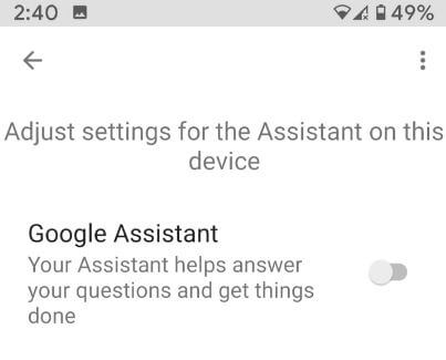 Turn off assistant Android 9 Pie