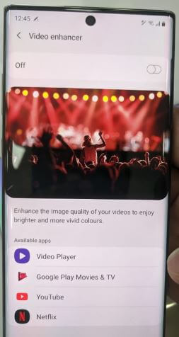 Turn on video enhancer on Galaxy Note 10 Plus device