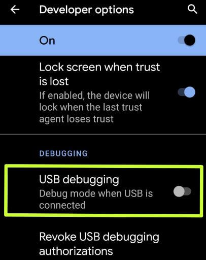Use USB debugging on Android 10