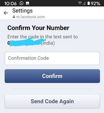 Add a Moile Number using FB Messenger App