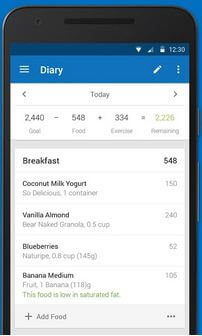 Calorie Counter Fitness App For Android Smartphone