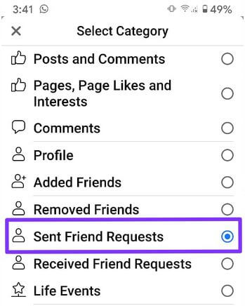 Cancel send a friend requests on Facebook Android