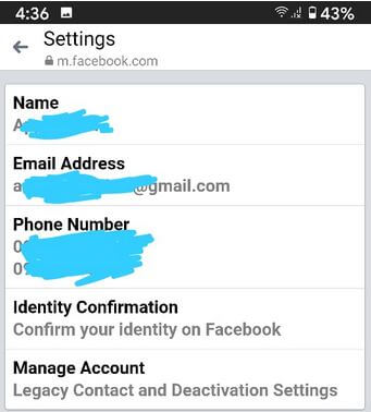 Change Primary Email Address on Facebook Messenger App on Android