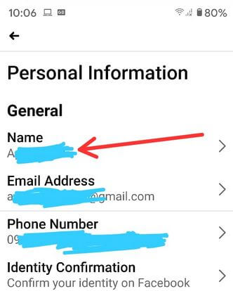 Change the Facebook profile name using Android phone or PC