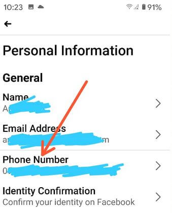 Change the Number using Facebook App Android