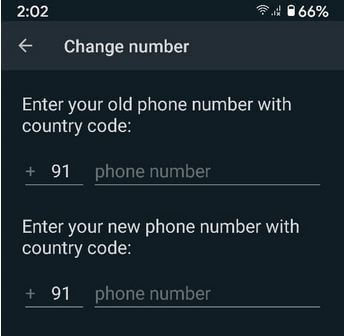 Change the WhatsApp number on Android