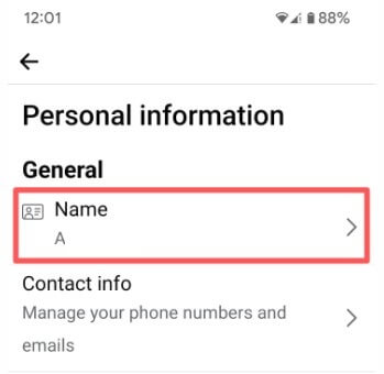 Change your Facebook name Android device