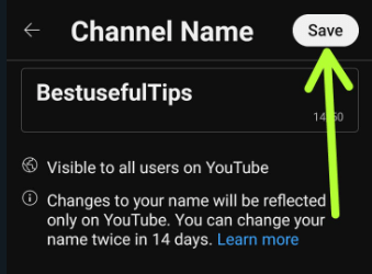 Change your YouTube channel name using YouTube Studio App