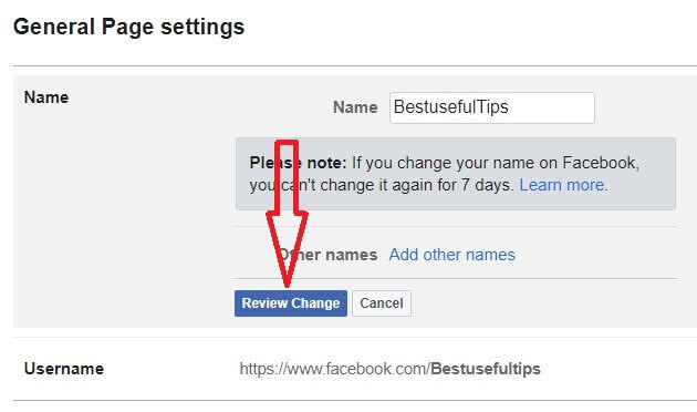 Change your name on Facebook PC
