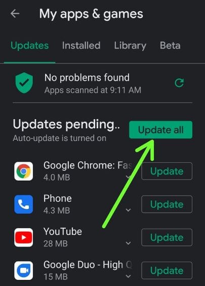 Check for app updates on Pixel 4 XL