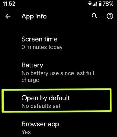 Clear default apps settings android 10