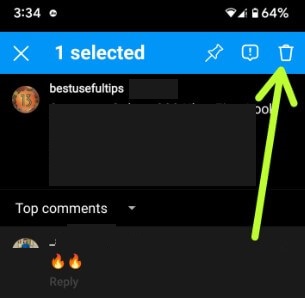 Delete a Comment on Instagram Post Android device