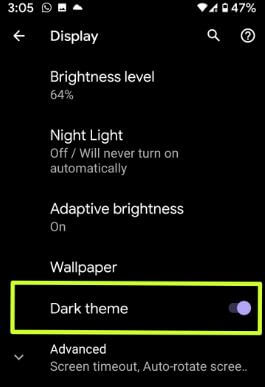 Enable Dark mode in Gmail for Android 10