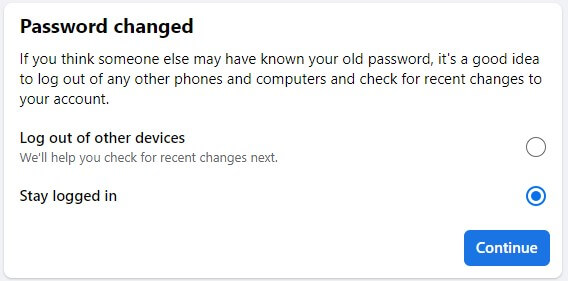 Facebook Change Password on PC