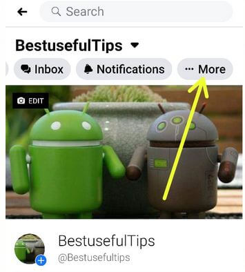 Facebook Page settings on Android