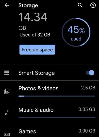 Free up space on Pixel 4 and 4 XL device