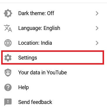 Go to settings on YouTube in PC