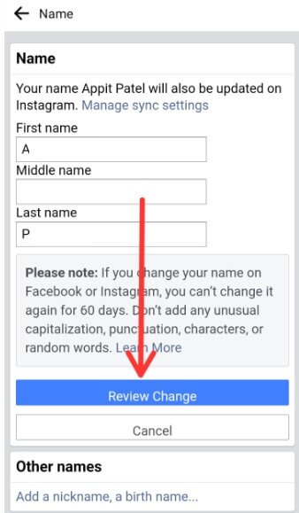 How to Change Name Facebook