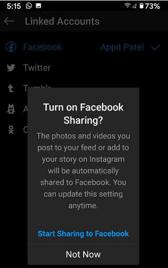 How to Link Instagram to Facebook on Android phone