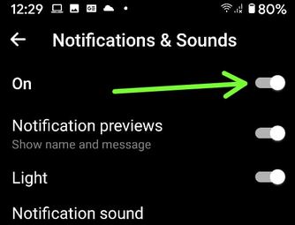 Mute notification sound Facebook Messenger App Android phone