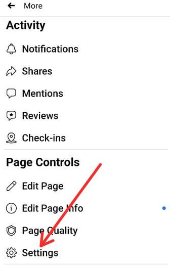 Open Settings to remove Facebook page on Android