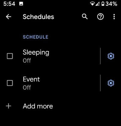 Set schedule to turn on DND mode Android 10