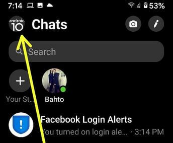 Tap on your FB Profile Photo to go Account settings