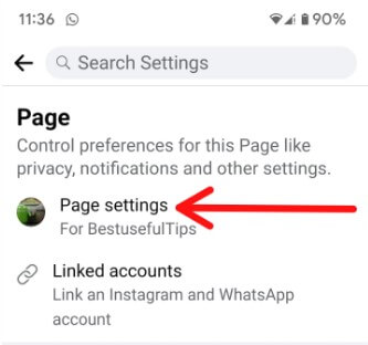 Tap on your Page Name to change name on Facebook Page Android