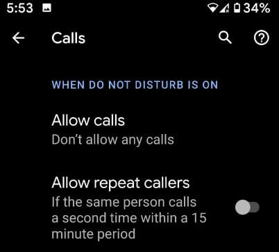 Turn on Do not disturb in android 10