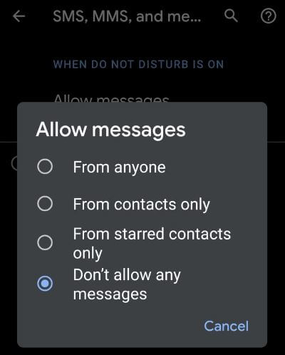 Use Do not disturb mode Android 10