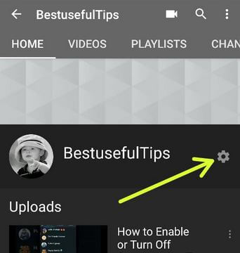 YouTube channel settings for change name