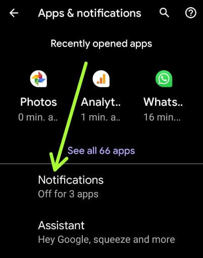 Android 10 snooze notification settings