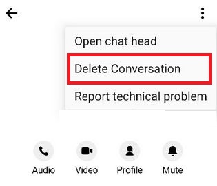Delete Facebook entire conversation on Android