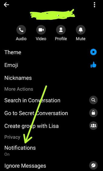 Disable FB messenger notifications for particular person