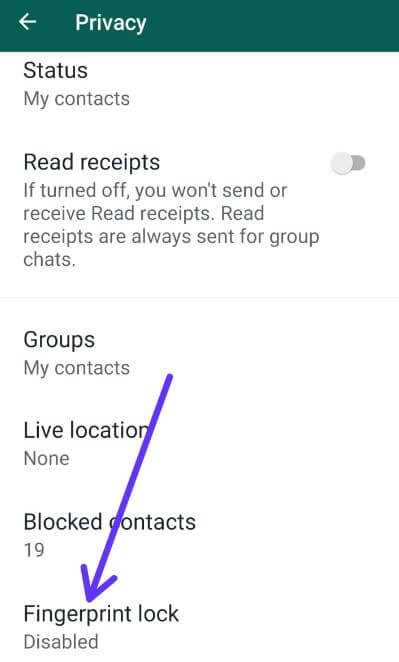 Enable fingerprint for WhatsApp on android