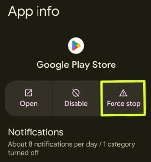 Force Stop Google Play Store to Fix Error 924 Code on Android