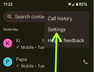 Go to Phone Settings block an unknown caller on Android