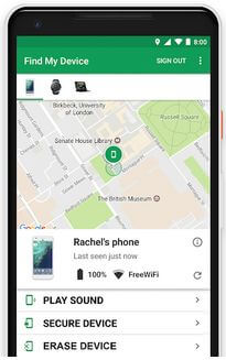 Google Find My Device App to find lost Android phone