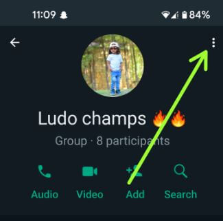 Group info settings on WhatsApp App Android